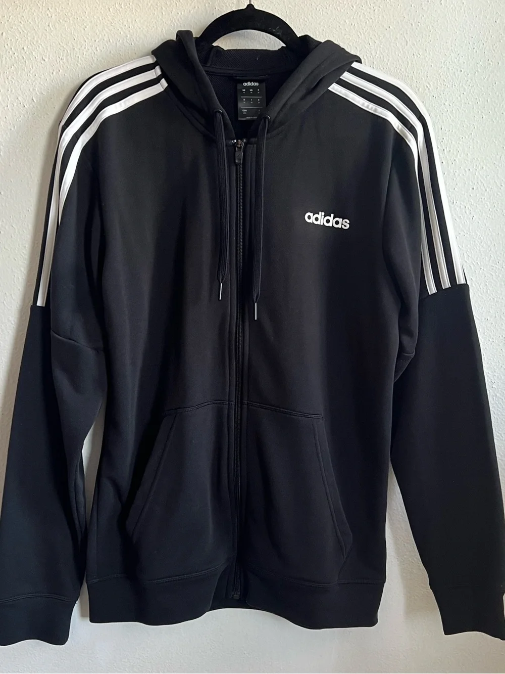 ADIDAS Three Striped Medium Mens Black Jacket/Hoodie